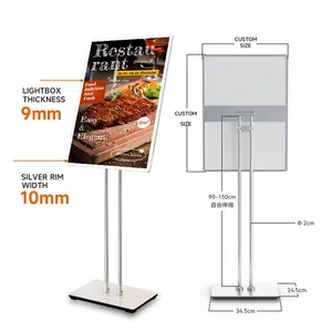 A2/A3/A4 vetro di rinvenimento regolabile da pavimento porta Poster Light Box Stand tabellone per Hotel ristorante