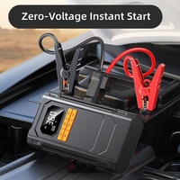 Démarreur d'urgence pour voiture 12V avec pompe à air USB intégrée, éclairage, manomètre de pression des pneus et batterie externe pour téléphone portable – Idéal pour les voyages autonomes