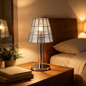<span class=keywords><strong>Lampe</strong></span> de table en verre mosaïque <span class=keywords><strong>Tiffany</strong></span> vintage nordique du milieu du siècle, lumière d'ambiance rétro de luxe pour restaurant, bar, décoration de chambre - Product Image 2
