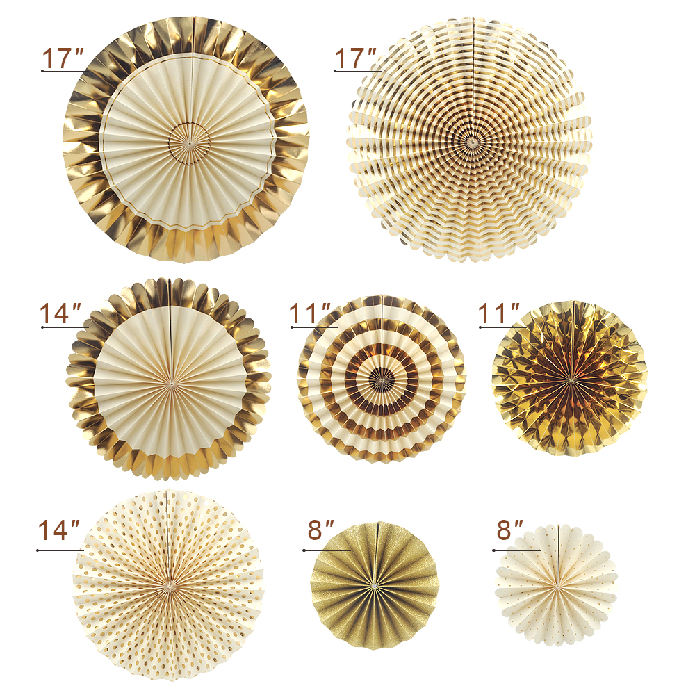 Праздничные подвесные бумажные вееры Nicro, украшения для свадебной вечеринки, дня рождения, карнавала, добро пожаловать, золотой бумажный веер