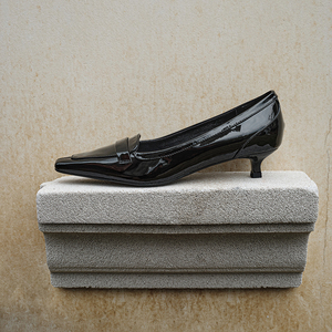 WETKISS 2026 Mocassini Neri in Pelle con Tacco Alto da Donna, Eleganti Décolleté con Tacco a Rocchetto e Punta Quadrata, <span class=keywords><strong>Scarpe</strong></span> da Ufficio per Donna - Product Image 2