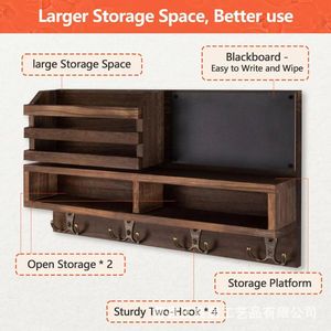 Wooden Wall Mounted Storage Rack With <b>Hooks</b> Key Holder Entryway Organizer <b>Shelf</b> For Keys Mail Bedroom Storage - Product Image 4