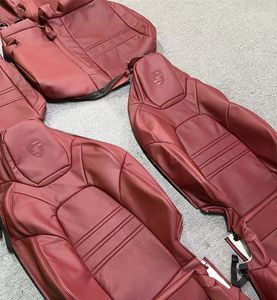 Fabricante venta naranja Nappa cuero coche <span class=keywords><strong>Interior</strong></span> asiento cubre acolchado bordado personalizado para Porsche 718 911 Cayman - Product Image 3