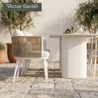 Fauteuil de salle à manger d'extérieur en corde tressée, entièrement en aluminium, avec coussin, pour projets hôteliers, restaurants et patios (vente en gros)