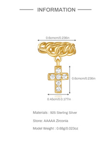 Pendientes de Plata de Ley S925 con Cruz Trenzada Dorada, Diseño Creativo Mini, Pendientes para Mujer - Product Image 6