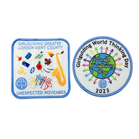 Écusson brodé 3D personnalisé en sergé entièrement brodé, thermocollant, avec logo créatif, pour chapeau de scout, uniforme scolaire pour enfants, sac à dos