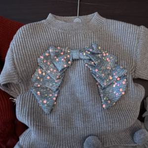 <span class=keywords><strong>Autunno</strong></span> e <span class=keywords><strong>inverno</strong></span> <span class=keywords><strong>abbigliamento</strong></span> bambino maglione due pezzi Set per le ragazze, fiocco lavorato a maglia due pezzi Set due pezzi per le ragazze - Product Image 3