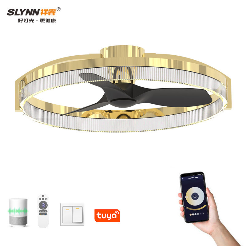 New Style Light Luxury Ceiling Lamp Round Home & Living Room Chandelier with Fan Home & Bedroom Fan Light