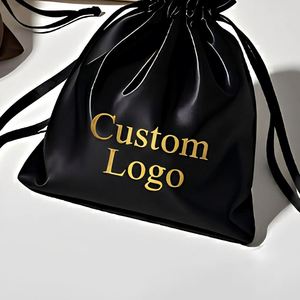 Sacs à cordon en non-tissé doux de haute qualité pour emballage de bijoux, avec poignée et logo imprimé en typographie, vente en gros - Product Image 3