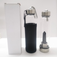 Bouteille d'eau en verre infusée de cristaux, pointe de cristal de guérison naturelle, bouteilles d'eau en forme de tour