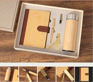 Wooden Cover Journal Planner Diary Notebook Vacuum Mug/Tumbler Pen Gift Set With Usb Flash and <b>Bookmark</b> for New Gifts Idea - Product Image 1