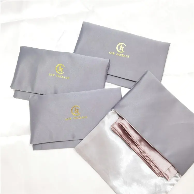 Chuanghua Customize Gray Envelope Satin Bag Dust Cover Satin Bags Purse Satin Clothing Bag Silk Envelop Packaging