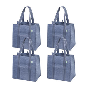 Sacs de courses réutilisables en tissu non tissé pour supermarché, avec logo personnalisé, pliables, pour les courses, avec poignées renforcées au fond, sac antique - Product Image 1