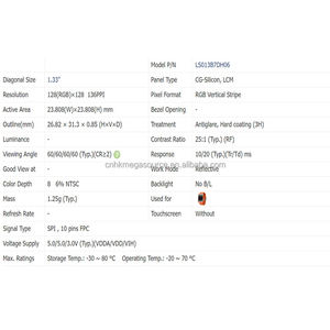 LS013B7DH06 Sharp 1,33 pulgadas Resolución 128*128 enviado después de pasar todas las pruebas Pantalla LCD - Product Image 2