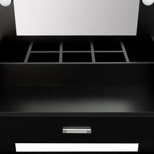Tocador Grande con Luces, Moderno Tocador Negro con Espacios <span class=keywords><strong>Clasificados</strong></span>, Mesa de Maquillaje para Dormitorio - Product Image 4