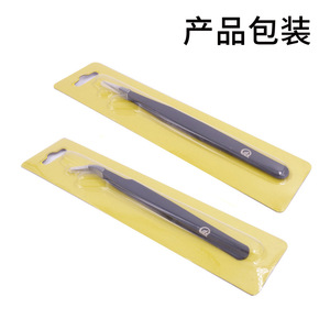 Pinzas de precisión antiestáticas negras, punta recta y curva para coser electrónica, acero inoxidable de grado industrial - Product Image 5