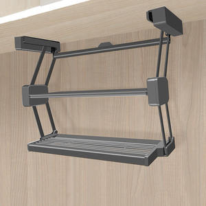 Modernes Zweistöckiges Verstellbares Faltbares Platzsparendes Ablagegestell aus Aluminiumlegierung und Stahl mit ABS, Ausziehbares Geschirrorganisationssystem für den Küchenschrank - Product Image 4