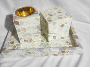 Handmade Wood Bakhoor Burner With <strong>Bone</strong> <strong>Inlay</strong> and Mother of Pearl Incense Holders Wholesale Price Boxed Export Ready