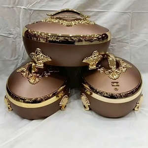 Ensemble de chauffe-plats de luxe 3 pièces, casseroles isothermes en acier inoxydable 4L, 5L, 6L pour les grandes réceptions - Product Image 1