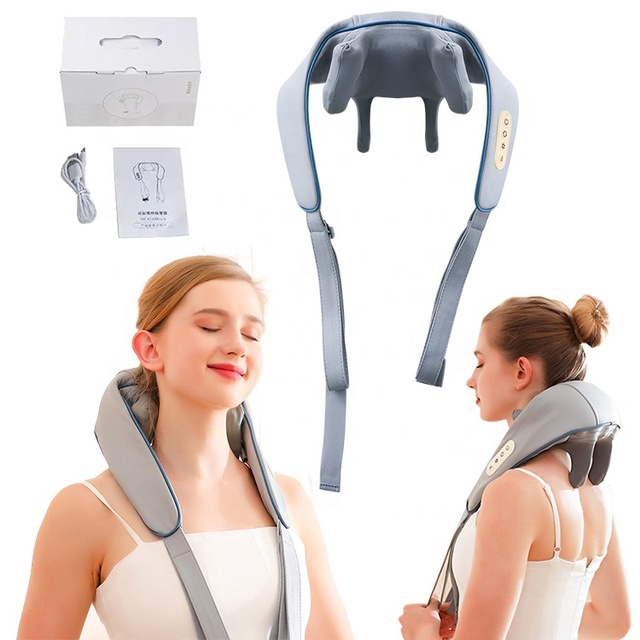 Electric Wireless Kneading Neck and Shoulder Massager Pain Relief Shoulder and Neck Warmer Portable Shiatsu Neck Massager