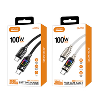 Câble de charge rapide JOKADE PD100W Type-C vers Type-C, lumière colorée, nylon tressé, alliage de zinc, 1 m, cordon de synchronisation de données