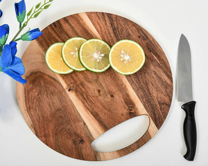 เขียงไม้ทรงกลมแบบกำหนดเอง | เขียงไม้ธรรมชาติ100% เป็นมิตรกับสิ่งแวดล้อมสำหรับสับเนื้อและชีส | ไม่มีสีย้อมหรือสารพิษ - Product Image 2