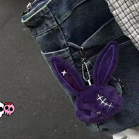 Porte-clés Lapin Gothique en Peluche, Style Anime Dessin Animé, Breloque de Sac Lapin, Design Bandage, Pendentif Doux Kawaii, Ornement pour Voiture et Sac, Cadeau pour Fille et Enfant