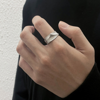 VAF Cool Hip Hop Matte Ring Bague Homme Cincin Pria Punk Stainless Steel Irregular Ring for Men Matter Unregelmabiger Ring