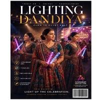 Bâtons lumineux Dandiya en acrylique LED de qualité supérieure, allumage/extinction automatique, rechargeables par USB, 7 couleurs, pompons en soie, réutilisables, SÉCURITAIRES, durables