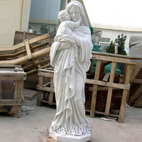 Feng shuang — décoration d'église, sculptures en pierre religieuse de la vierge marie, Sculpture à la main, taille vie, en marbre blanc, Statue de mère marie