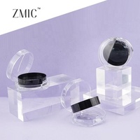 Boîtier compact double couche vide pour poudre, boîte à maquillage en plastique ronde, palette transparente noire pour blush et contour, palette de fards à paupières crème