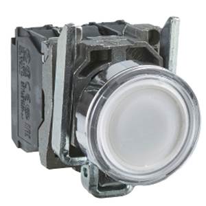XB4BW31M5 22mm 1NO White Spring Return <b>Momentary</b> <b>Push</b> <b>Button</b> <b>Switch</b> 10A IP66 LED Silver Contacts - Product Image 1