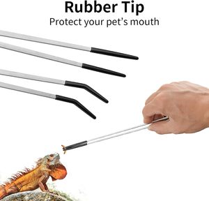 Gratis sampel ujung karet lurus & panjang melengkung dengan pinset untuk akuarium atau kerajinan penjepit makanan reptil baja tahan karat - Product Image 5