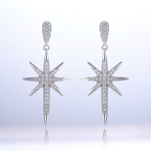 Orecchini a stella scintillanti da donna, orecchini geometrici, gioielli alla moda per tutti i giorni - Product Image 4