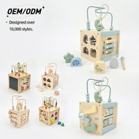 Cube d'activités en bois Montessori sur le thème des dinosaures, jouet d'apprentissage précoce pour tout-petits, multifonctionnel à 6 faces, personnalisable