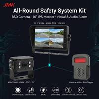 Cámara de Vigilancia para Camiones JMK, Grabadora DVR, Monitor Cuádruple de 10.1 Pulgadas, Luz de Sirena, Alarma de Punto Ciego BSD, Sistema de Visión Panorámica