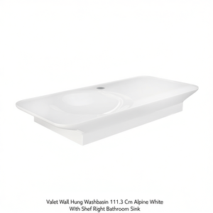 Lavabo mural Valet 111,3 cm blanc alpin avec étagère droite pour salle de bain - Product Image 3