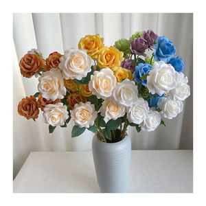 Rosa <span class=keywords><strong>miel</strong></span> <span class=keywords><strong>de</strong></span> 6 cabezas para decoración <span class=keywords><strong>de</strong></span> boda, rama larga, <span class=keywords><strong>precio</strong></span> barato, rosa <span class=keywords><strong>de</strong></span> alta calidad - Product Image 2