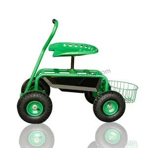 High quality KINDE Gardening seat plant hand Trolley Outdoor Rolling Garden tool cart