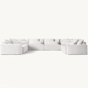 Sofá Seccional Moderno de Cuero para Sala de Estar, Muebles de Lujo, Sofá Modular Blanco en Forma de U - Product Image 1