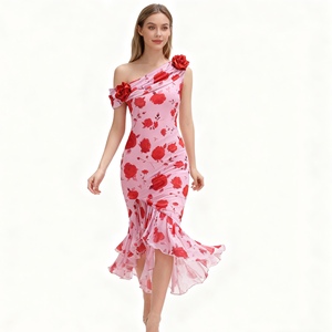 Nouvelles robes sexy pour femmes, à épaules dénudées, à volants floraux, tendance - Product Image 6