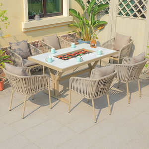 Hot Bán Đúc Nhôm Lửa Pit Bàn Và Ghế Đặt Hiện Đại Ngoài Trời Patio Đồ Nội Thất Sân Vườn Cho Sân BBQ Ăn Uống - Product Image 5