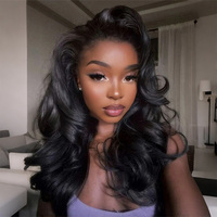 Peluca de Cabello Humano Natural Negro de Lujo, 9x6, con Encaje, Estilo Yaki Liso, Fácil de Instalar, Sin Pegamento, Sin Daños, Cobertura Completa para Mujeres Negras