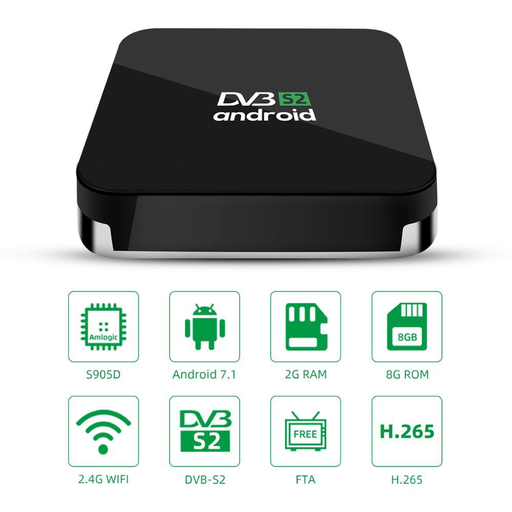 Fabricant Hybride OTT + DVB-S2 décodeur Quad-Core Android 7.1 RAM 2 GO HDMI Récepteur Satellite Numérique