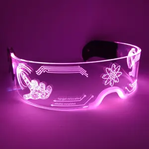 LED Visor Glasses One Button Control Goggles for Cosplay Rave Festivals Halloween Bars Clubs Parties cyberpunk visor glasses