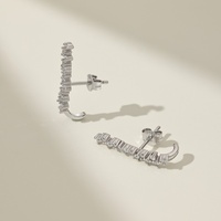 Dylam Light Boucles d'oreilles luxueuses en forme de barre de ligne géométrique avec argent sterling 925 5A Zircon cubique Tiny Fine Fashion Jewelry