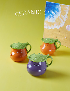 Caneca de Cerâmica em Forma de Berinjela e Caqui com Tampa, Produto Criativo Novo, Categoria de Produtos: Canecas de Cerâmica - Product Image 4