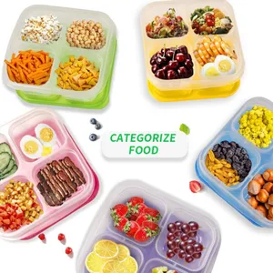 Kids Chill Lunch Box Snack Fruit Container Box 4 Compartments Bento Box For Daycare Kids