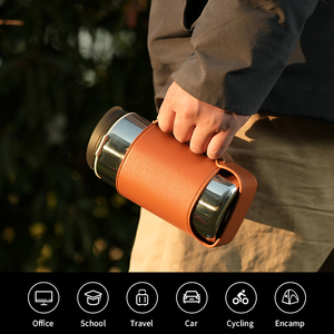 <span class=keywords><strong>Set</strong></span> <span class=keywords><strong>da</strong></span> Caffè Portatile per Campeggio e Viaggi, Macinacaffè Manuale Tutto in Uno, Tazza Termica con Custodia in Pelle, Regalo per Escursionismo - Product Image 4