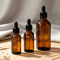 Flacon compte-gouttes en verre couleur thé pour huiles essentielles, cylindrique, opaque, pour concentrés liquides, avec design sérigraphié, idéal pour le voyage
